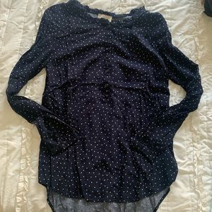 LOFT NAVY POLKA DOT BLOUSE